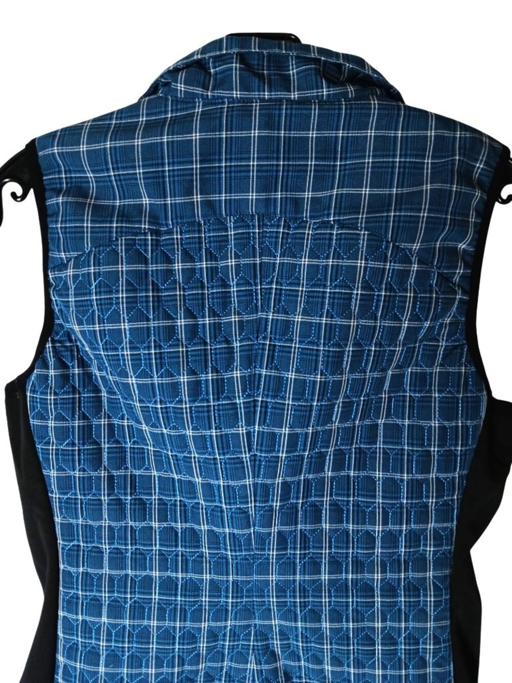 Kerrits Womens Quilted Blue Plaid Riding Vest S Asymmetrical Equestrian Riding - Picture 9 of 16